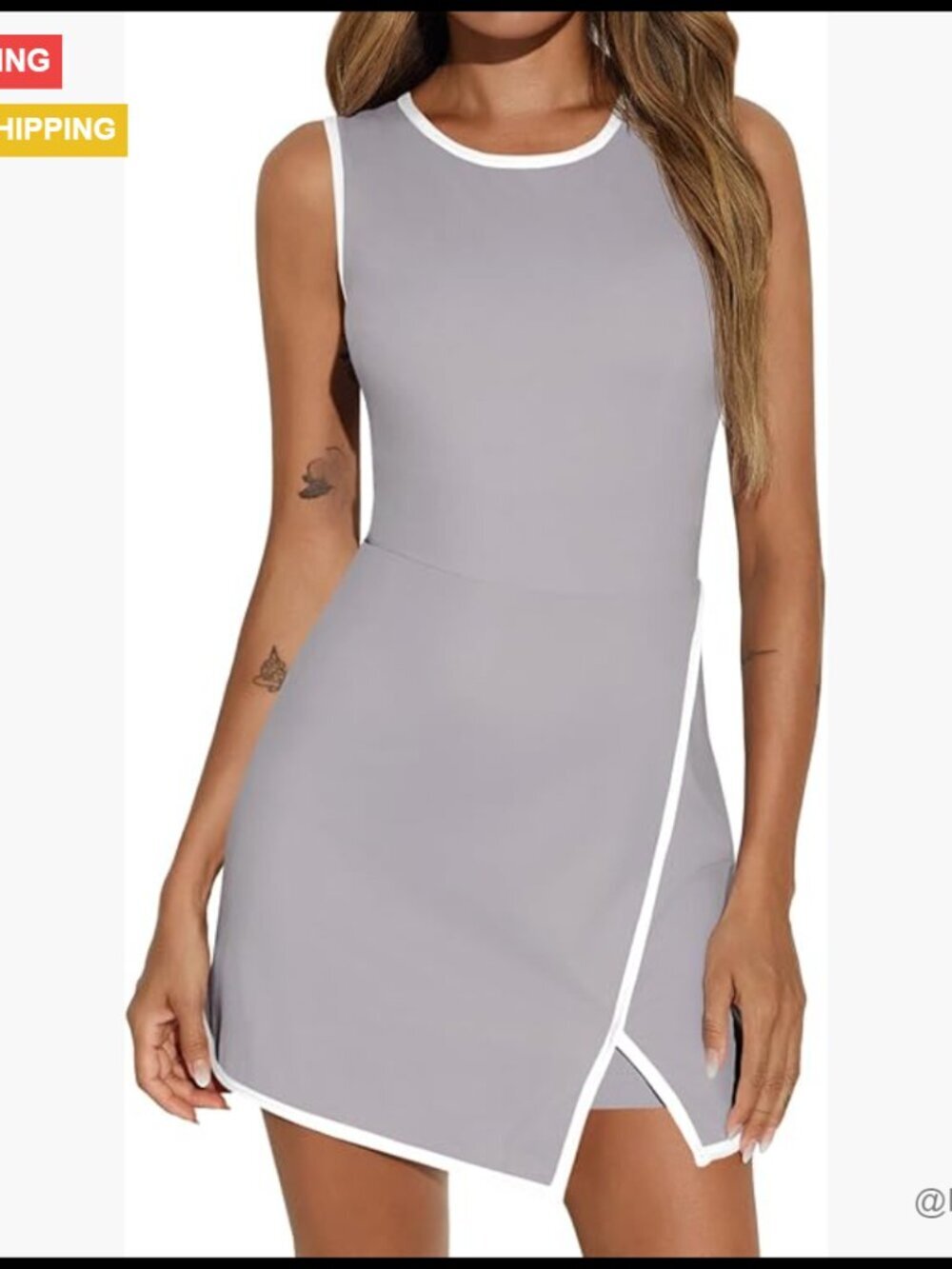 Women's Workout Tennis Dress with Built-in Bra & Shorts Pockets
